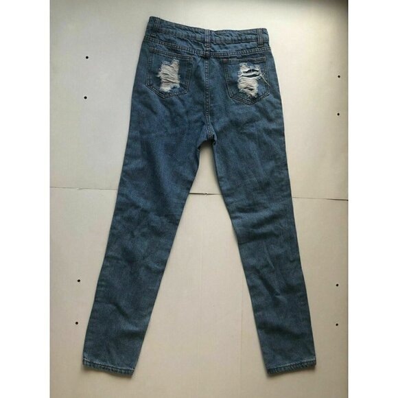 Signature 8 Women Blue Destructed Distressed Jeans - Picture 7 of 12